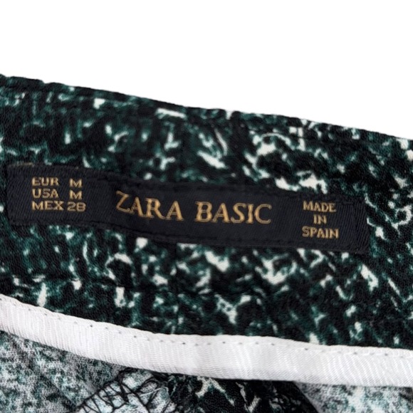 ZARA BASIC Women's Black‎ Green Speckled Pattern Trousers Pants Size M - Picture 3 of 7